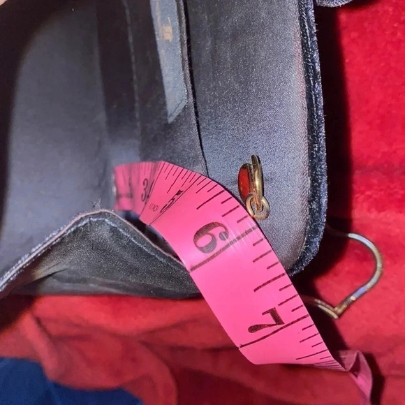 Jeanne Lottie  Vintage Black Velvet rhinestone details slim chain shoulder bag - Picture 10 of 11